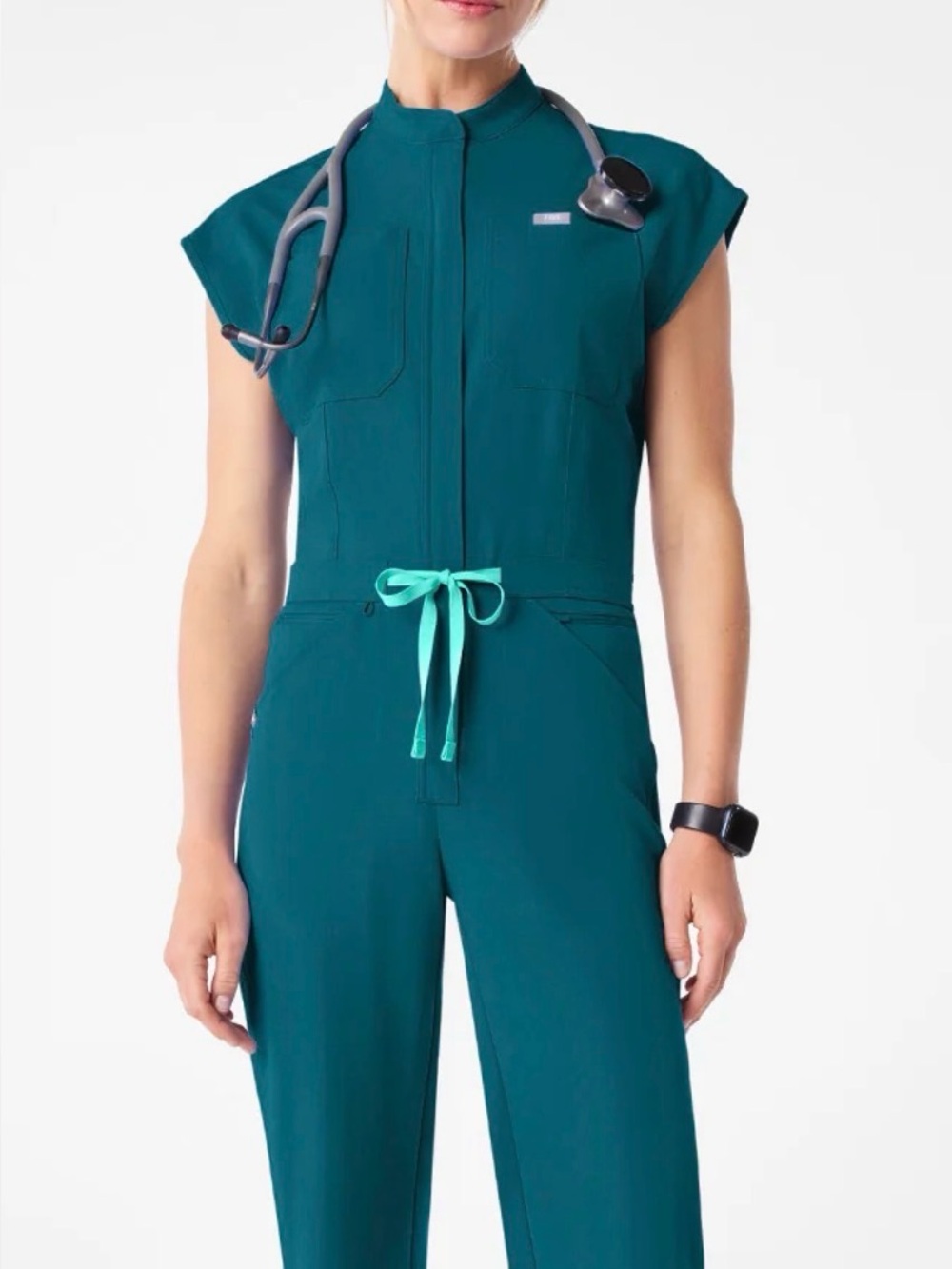 Short-Sleeve Zip Jumpsuit